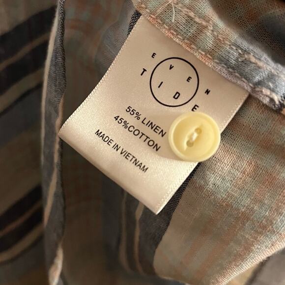 Even Tide Slim Fit Stripe Button Down Short Sleeve‎ Shirt Size XL - Picture 10 of 10